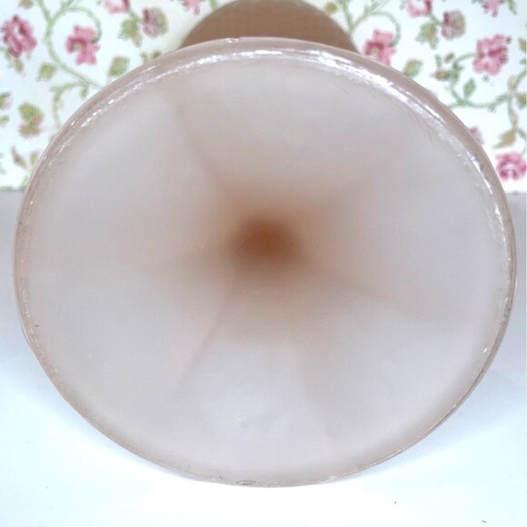 Vintage Pink Satin Diamond Point Chalice Vase, Frosted Depression Glass - Picture 7 of 11